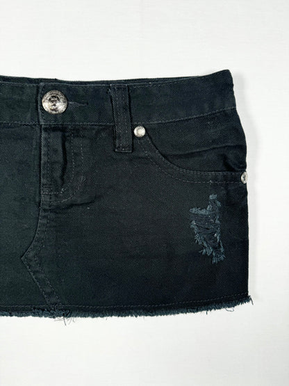 Black Denim Micro Skirt