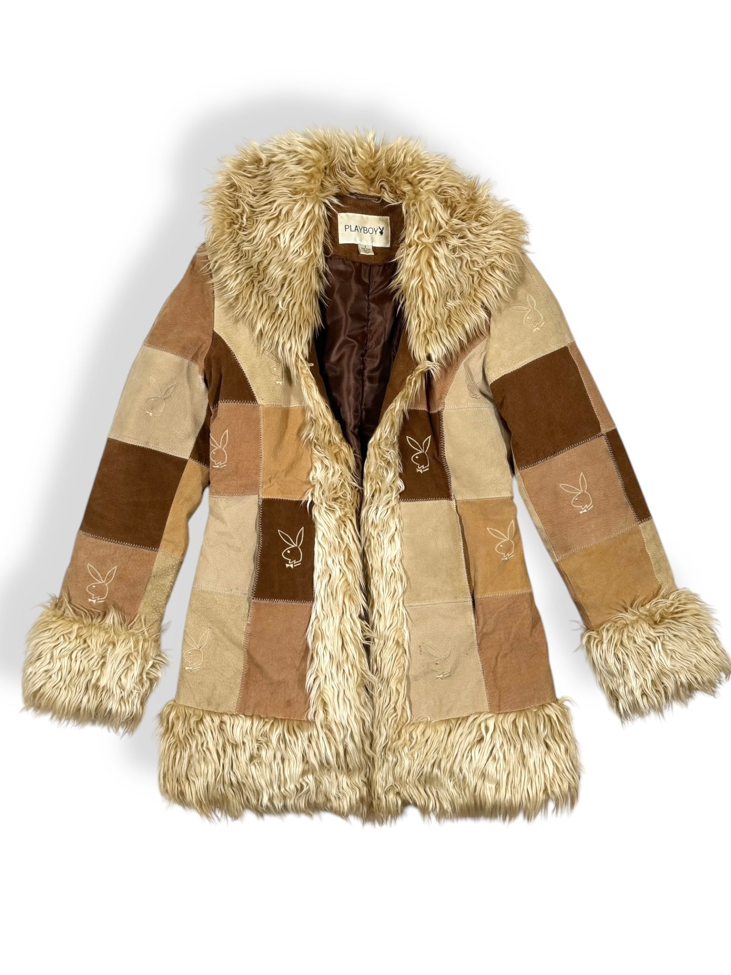 Playboy Patchwork Fur Trim Coat