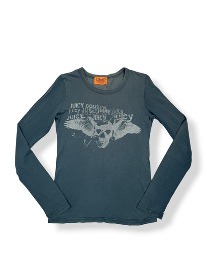 Juicy Couture Navy Skull Long Sleeved Top ♡ S