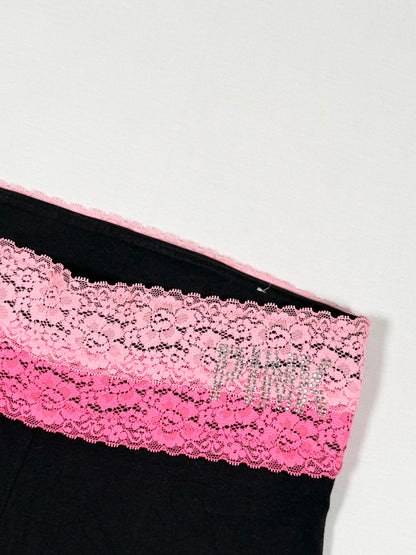 PINK Lace Waist Flared Leggings