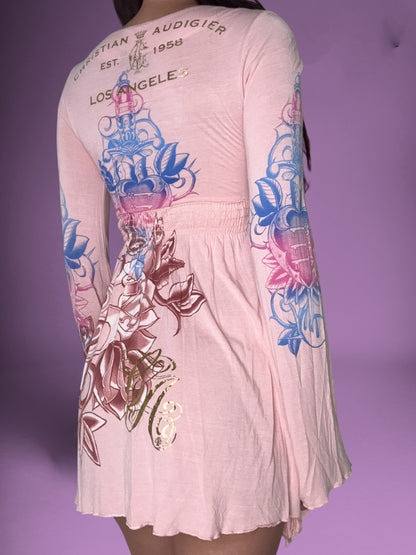 Christian Audigier Pink Mini Dress ♡ XS
