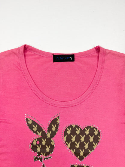 Playboy Pink & Brown Monogram Logo Tee ♡ L