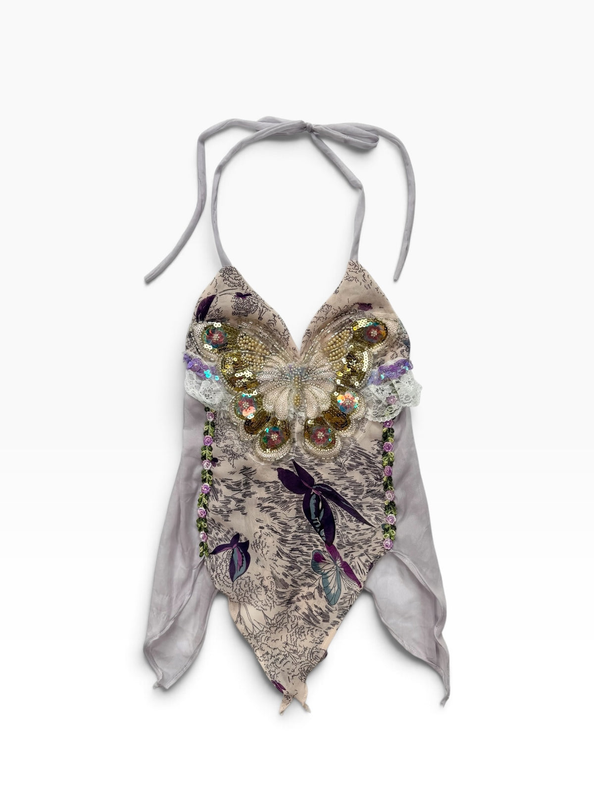 Reworked Purple Butterfly Halter Cami ♡ XS