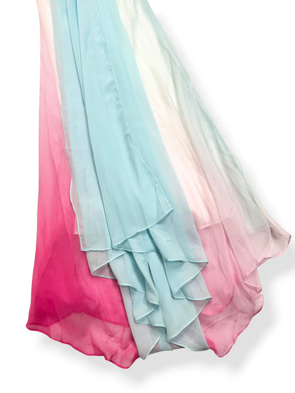 Butterfly Blue & Pink Ombré Silk Maxi Dress ♡ XXS/XS