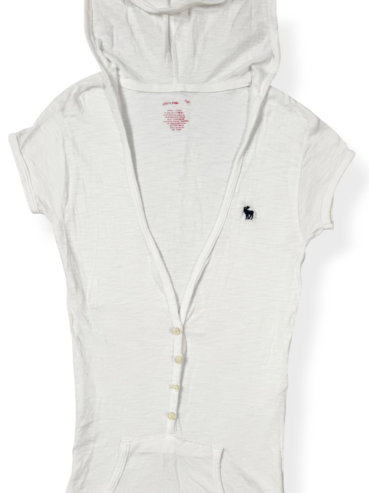 White Abercrombie Hooded Henley Tee ♡ XS/S