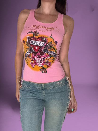 Pink Ed Hardy Tank ♡ M
