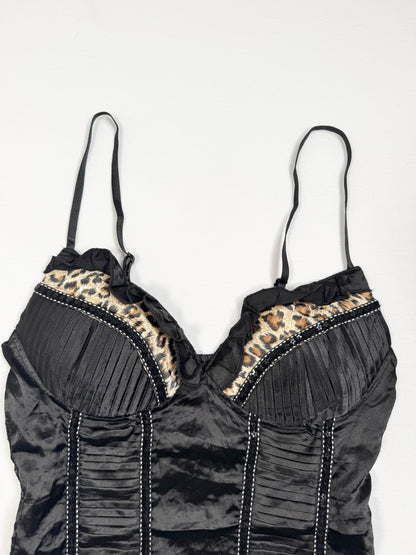 Black & Leopard Satin Cami ♡ L