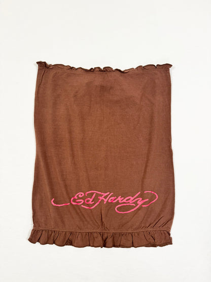 Ed Hardy Brown & Pink Tube Top ♡ S