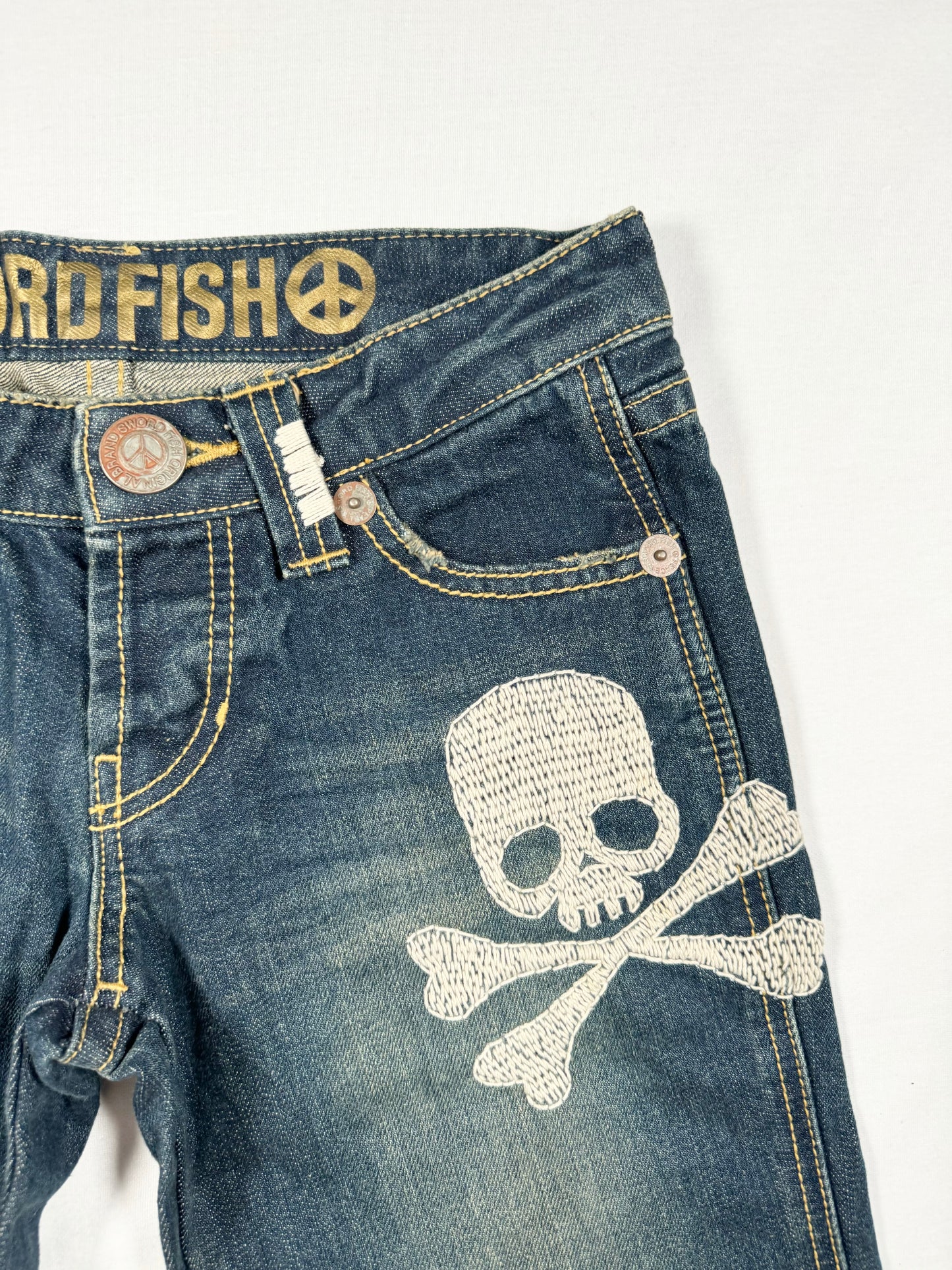 Swordfish Skull Flared Jeans