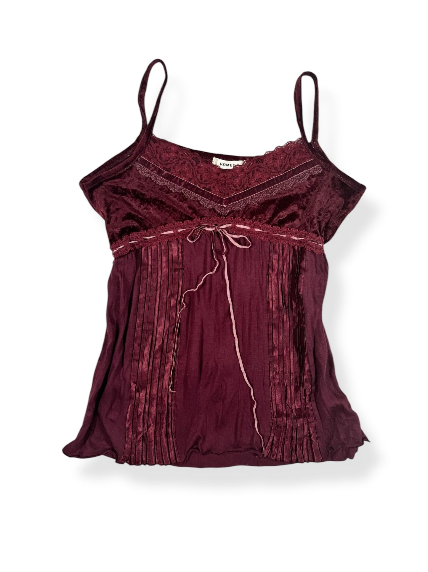 Burgundy Velvet Bow Cami