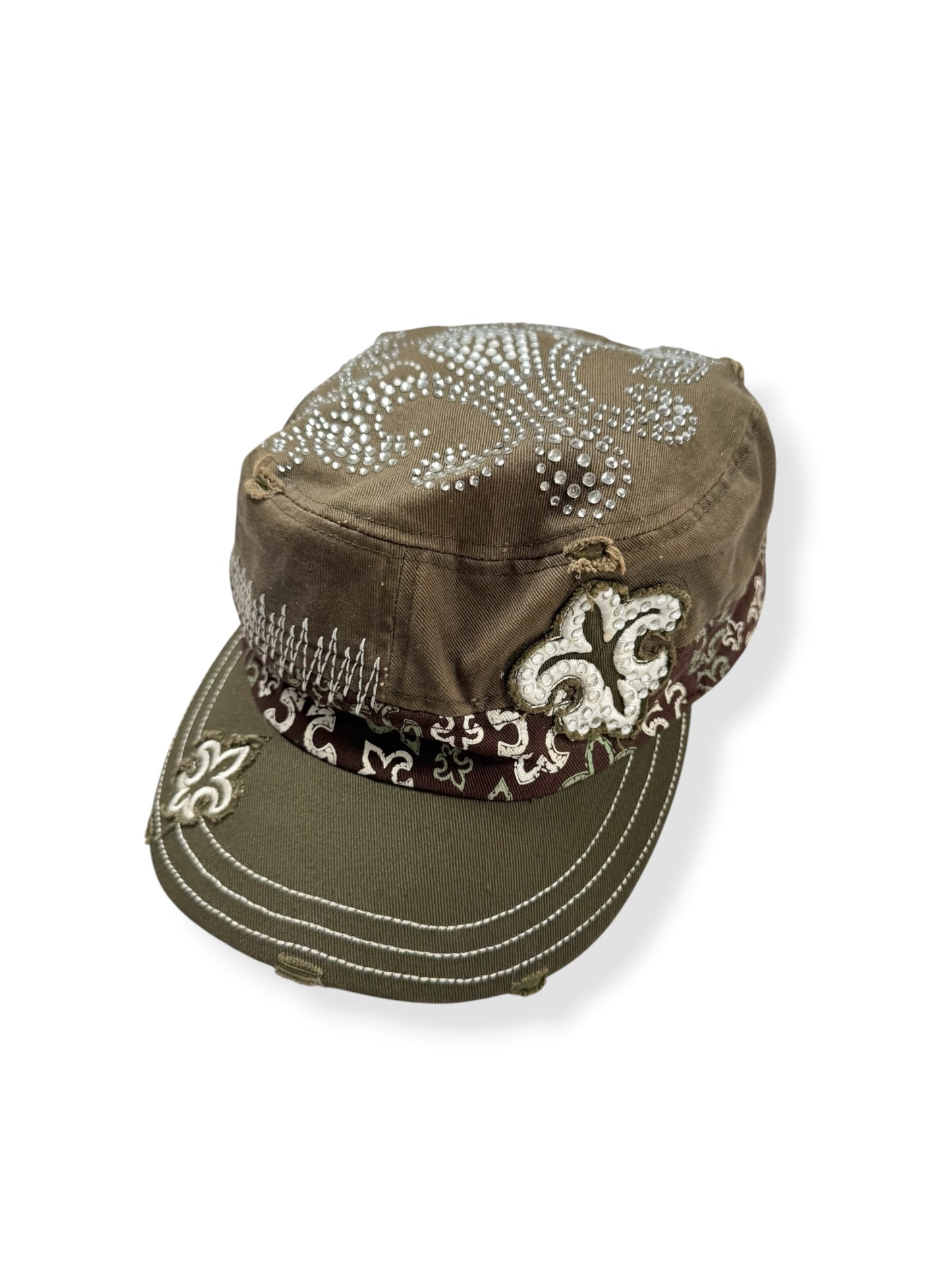 Green Diamanté Cross Cap ♡
