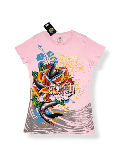 Pink Ed Hardy Hibiscus Tee ♡ XL