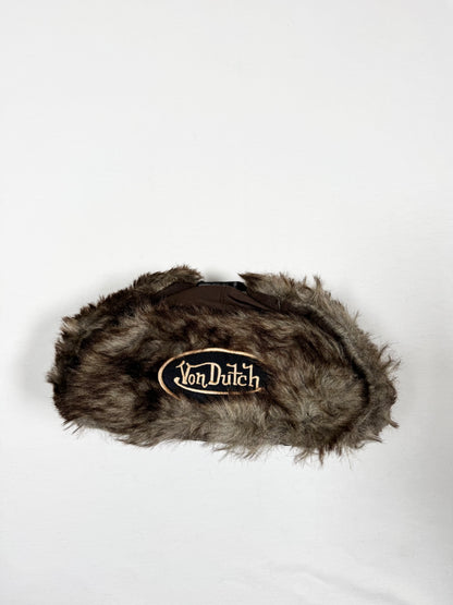Brown Fur Von Dutch Hat