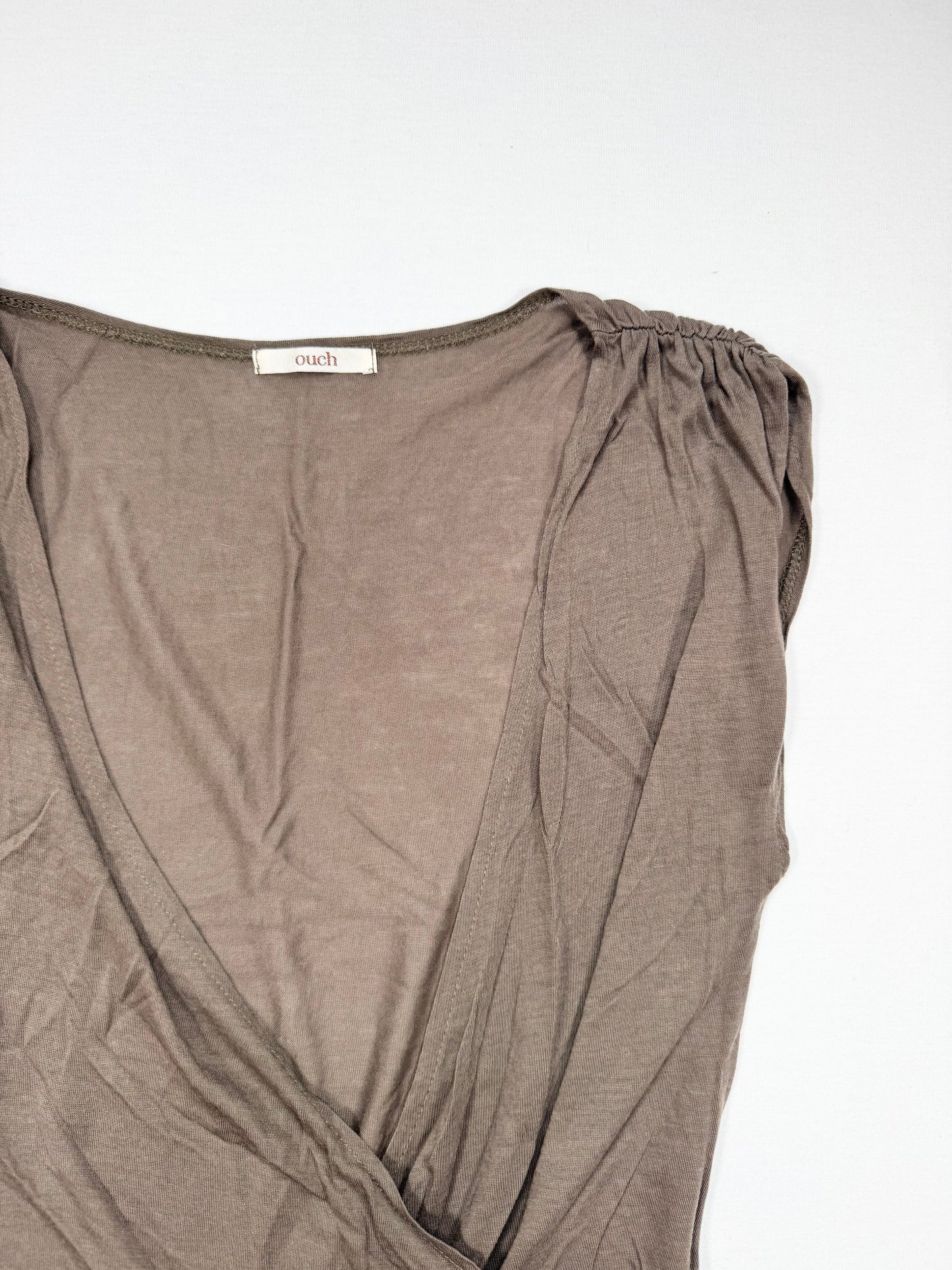 Brown Beaded Wrap Tank ♡ L