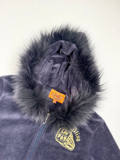Juicy Couture Fur Hood Zip Up ♡ S