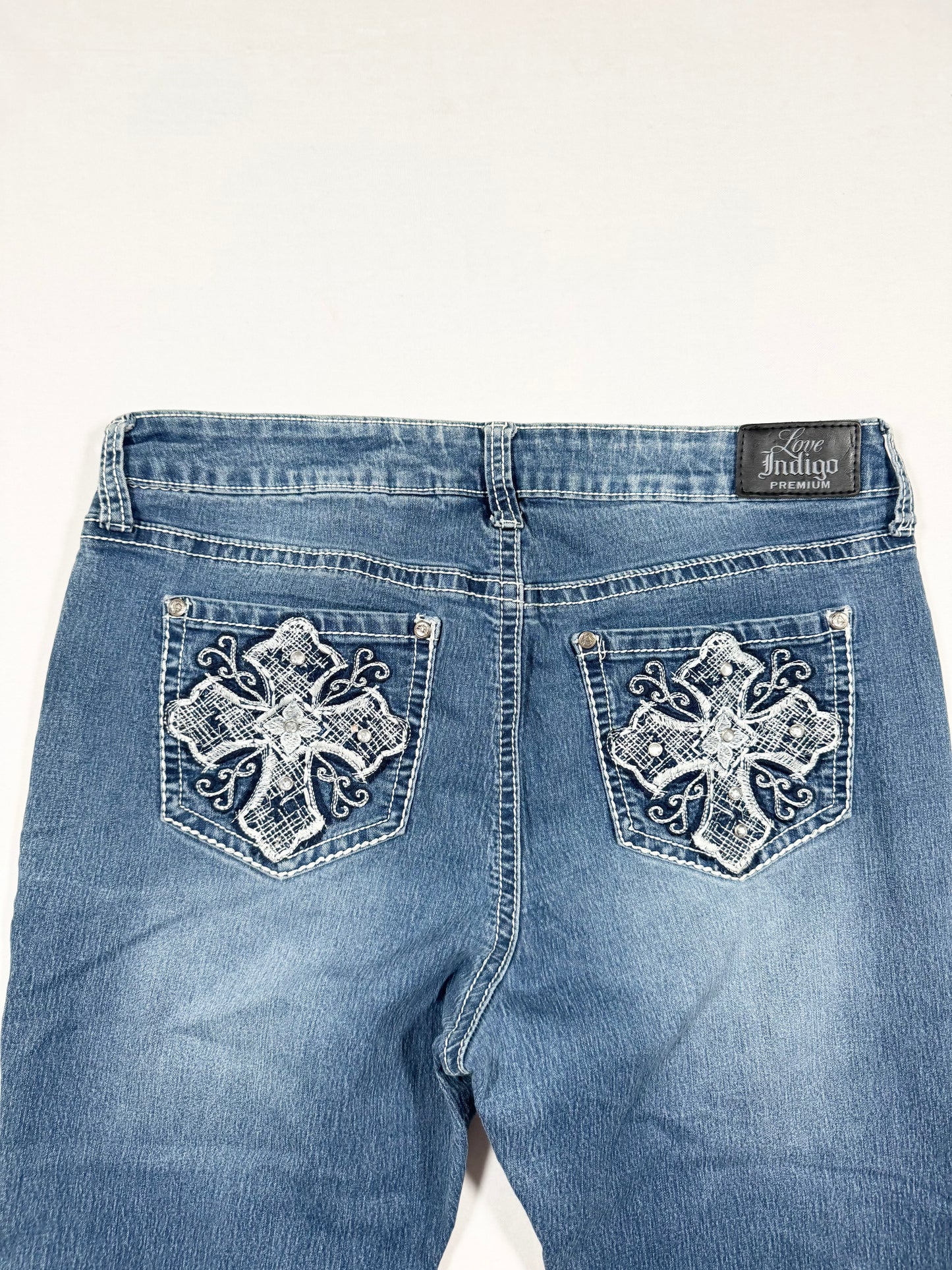 Diamante Cross Flared Jeans ♡ Size L