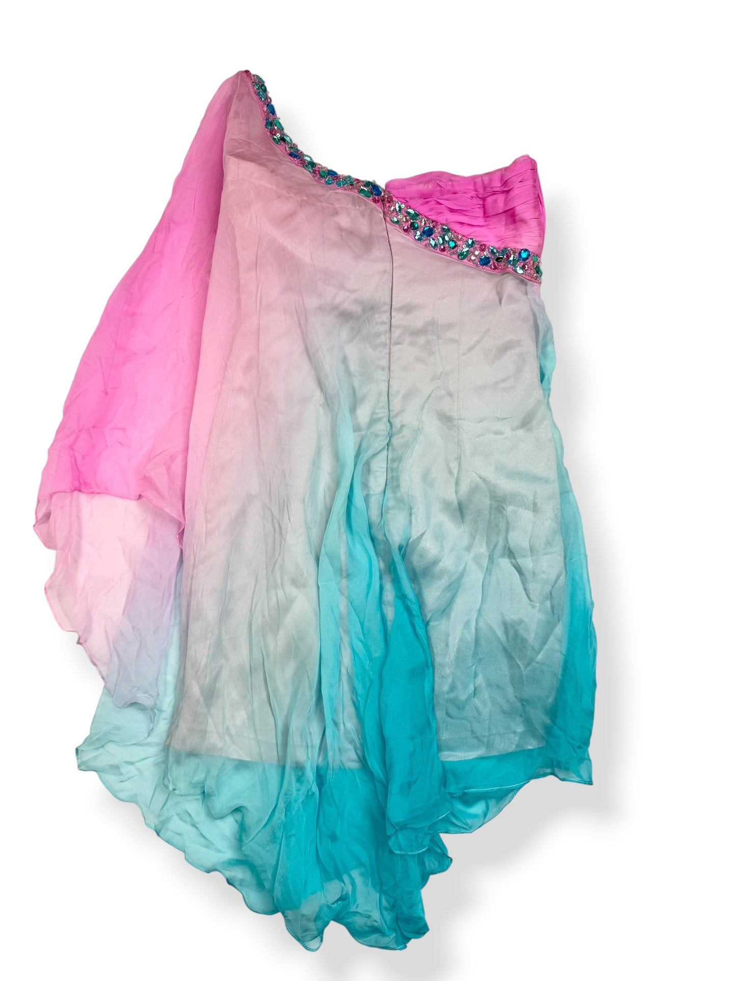 Silk Butterfly Beaded Blue & Pink Ombré Mini Dress ♡ XS/S