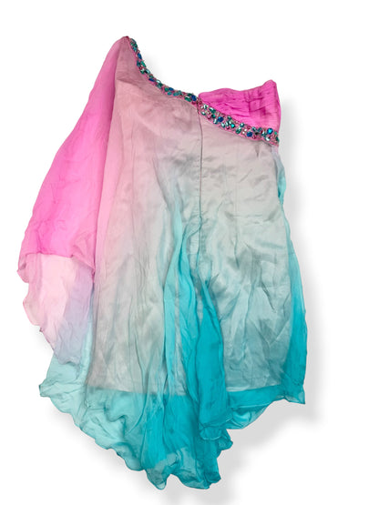 Silk Butterfly Beaded Blue & Pink Ombré Mini Dress ♡ XS/S