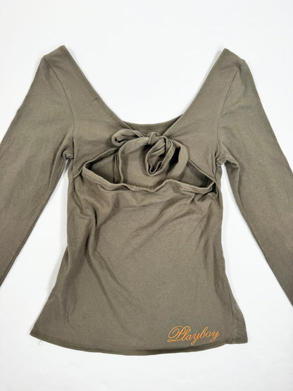 Playboy Tie Back Long Sleeved Top ♡ S/M