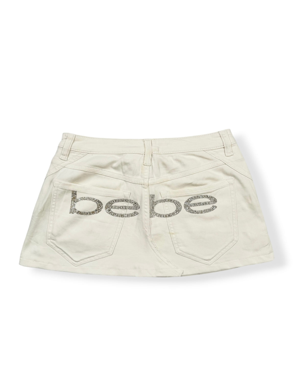 White Diamanté Bebe Skirt ♡ S