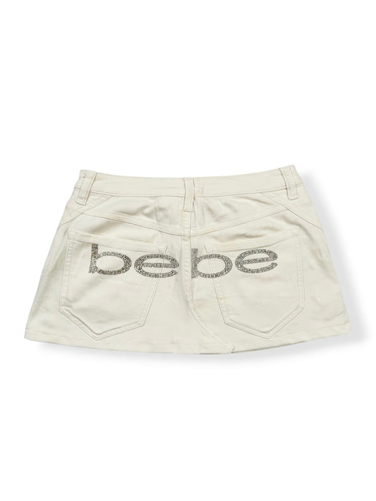 White Diamanté Bebe Skirt ♡ S