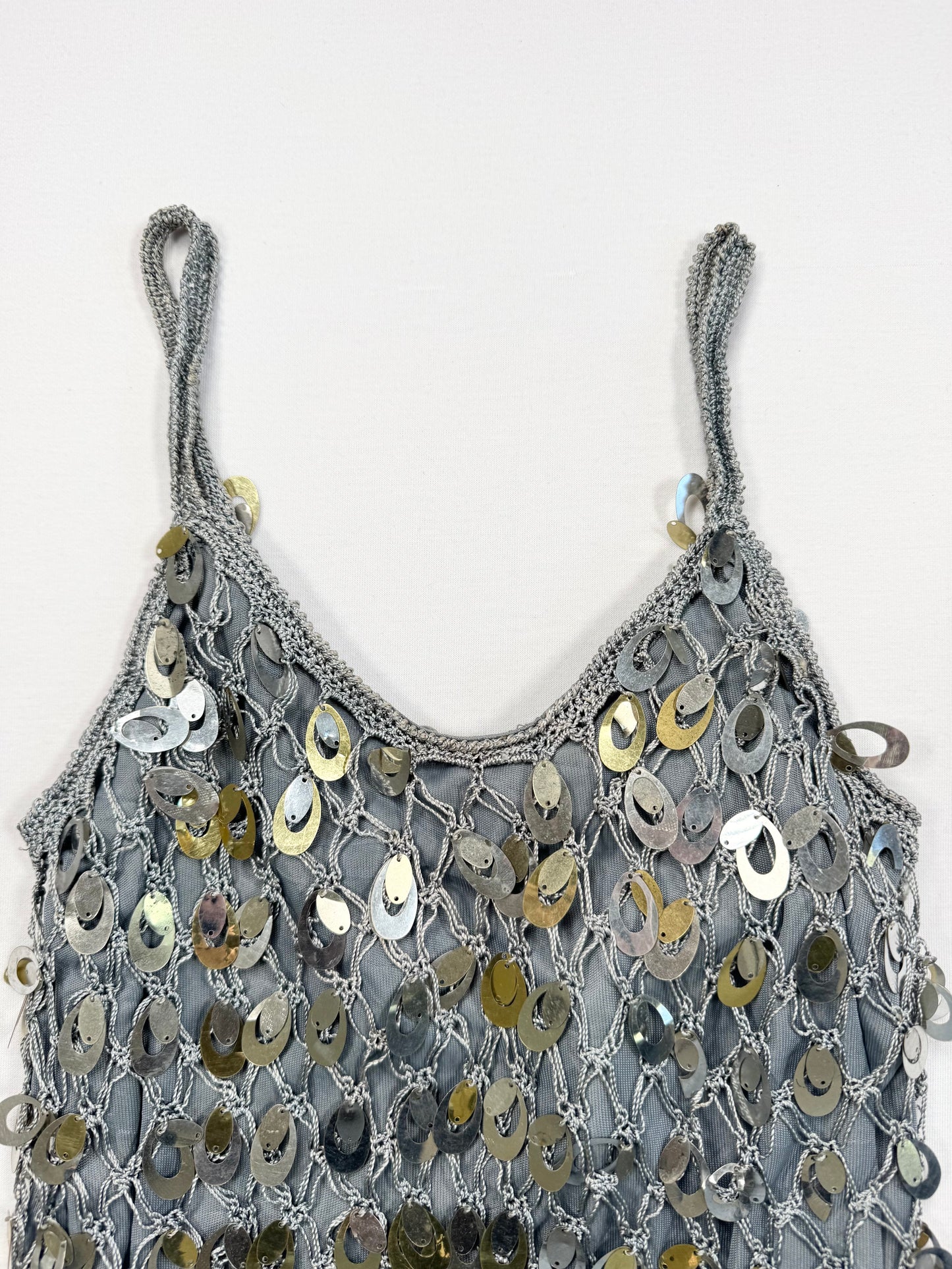 Silver Crochet Sequin Cami ♡ XS