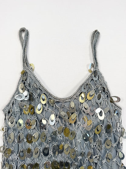 Silver Crochet Sequin Cami ♡ XS
