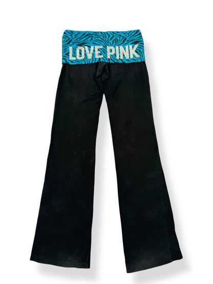 PINK Blue Zebra Fold Over Flared Leggings ♡