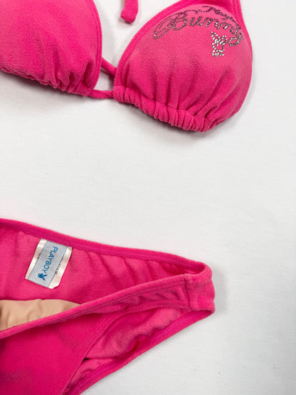 Playboy Hot Pink Towelling Bikini & Skirt Set ♡ XS