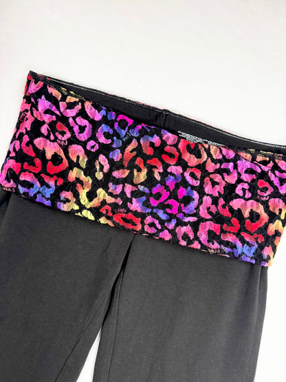 PINK Leopard Fold Over Flares Leggings ♡ M