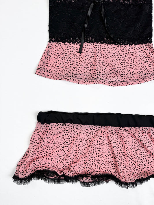Pink Black Lace Cami Set ♡ S