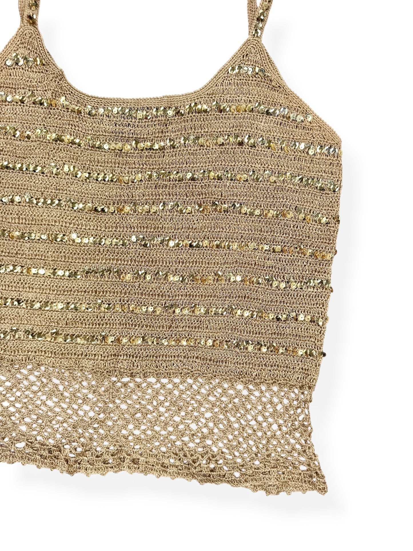 Express Gold Crochet Sequin Cami ♡ M
