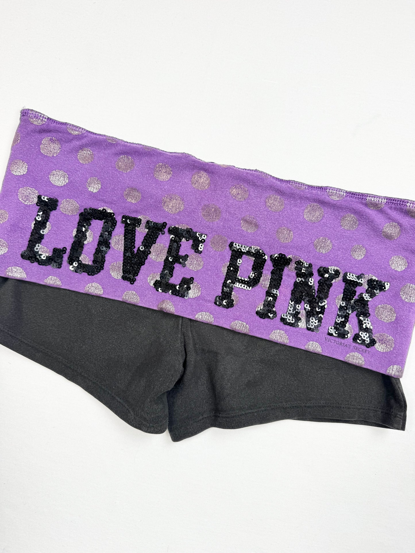 PINK Purple Polka Dot Fold Over Shorts ♡ M