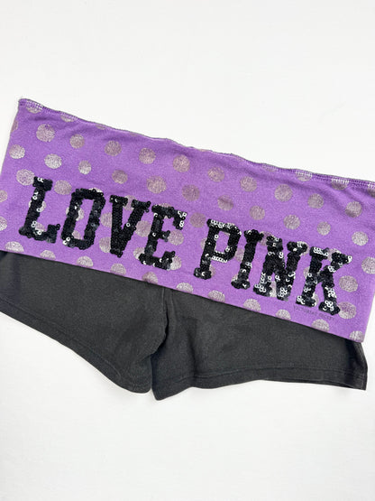 PINK Purple Polka Dot Fold Over Shorts ♡ M