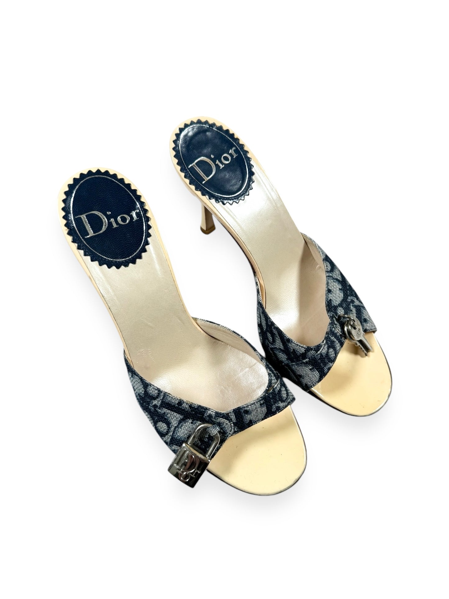 Dior Monogram Lock and Key Kitten Heels