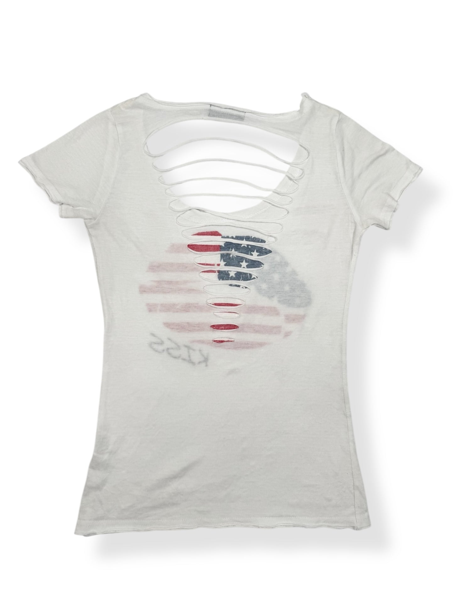 Flag Kiss Cutout Tee ♡ Size S