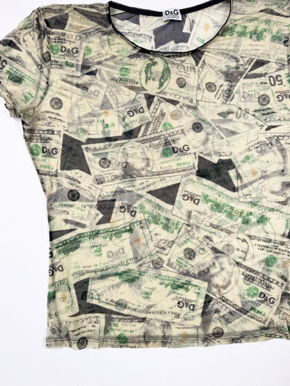 D&G Money Print Mesh Tee ♡ XL