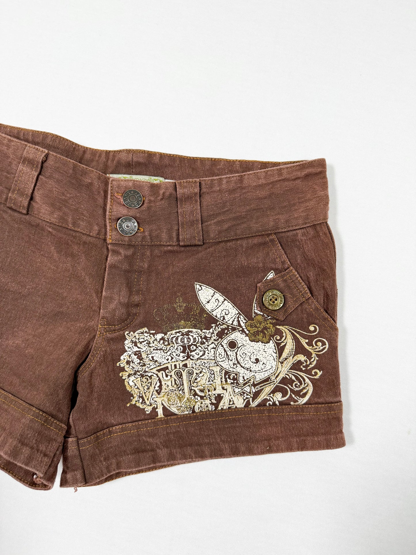 Playboy Brown Mini Shorts