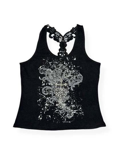 Grunge Diamante Print Tank