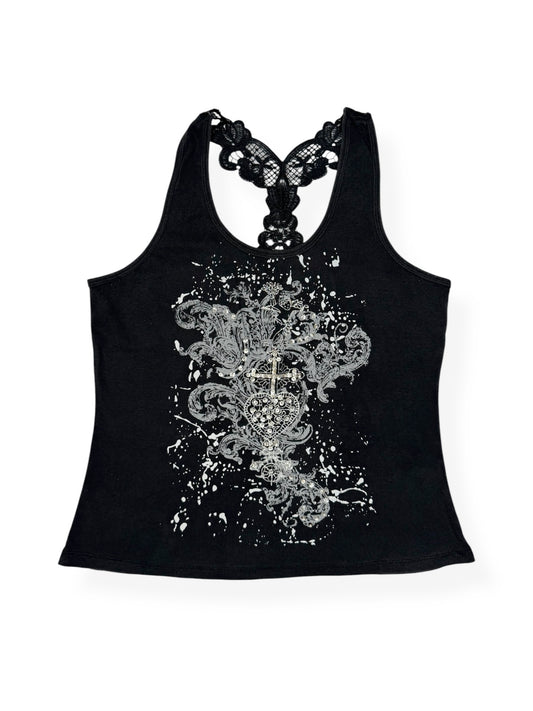 Grunge Diamante Print Tank