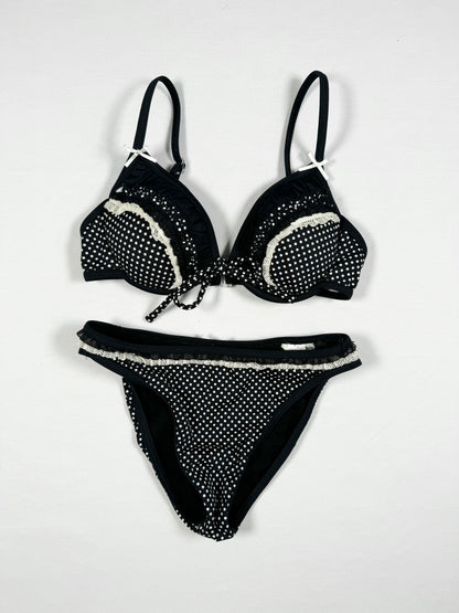 Polka Dot Bow Bikini + Skirt Set