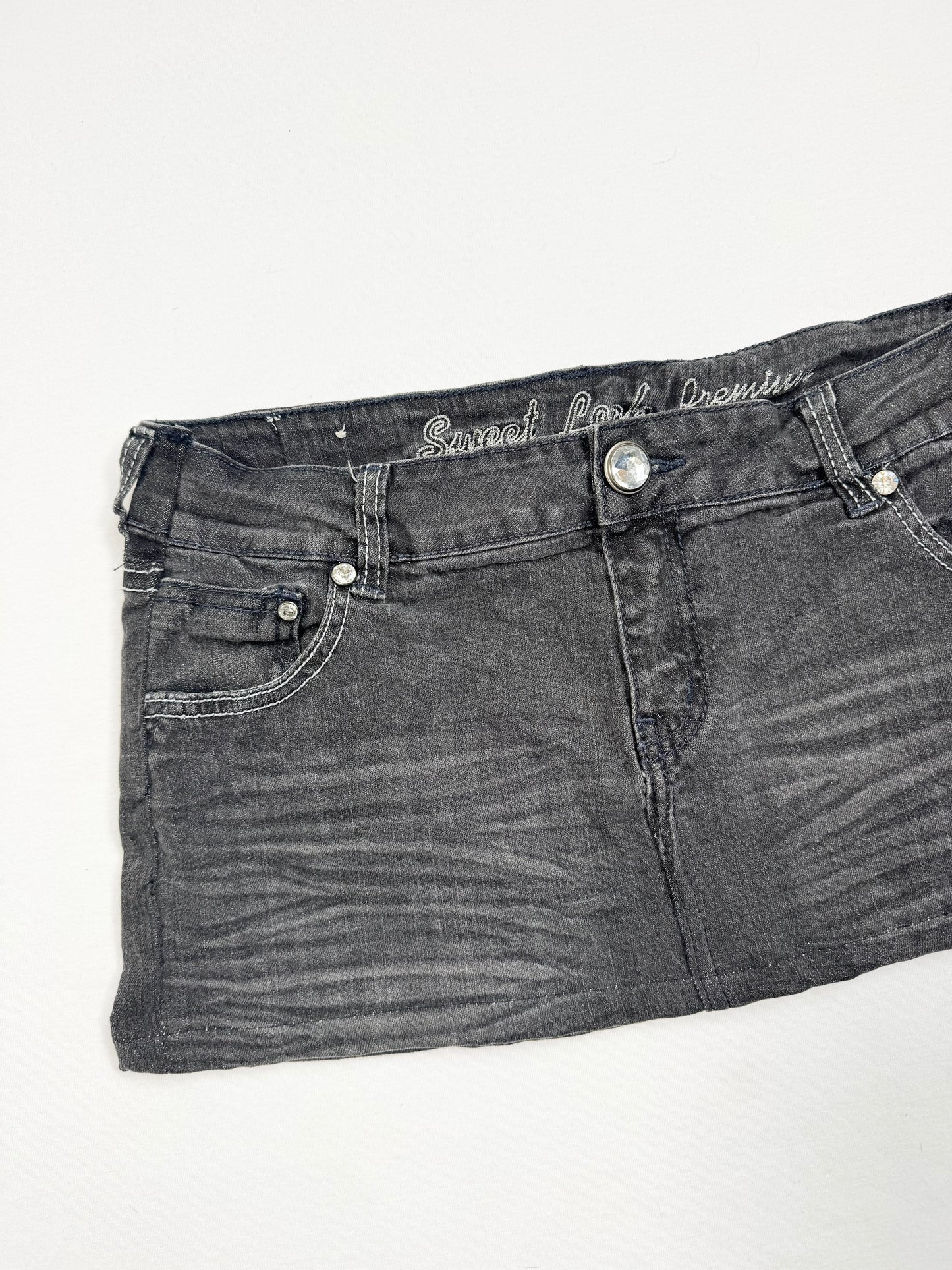 Cross Black Denim Mini Skirt ♡ S/M