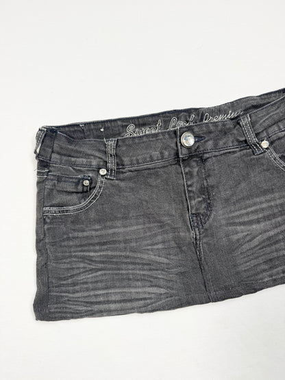 Cross Black Denim Mini Skirt ♡ S/M