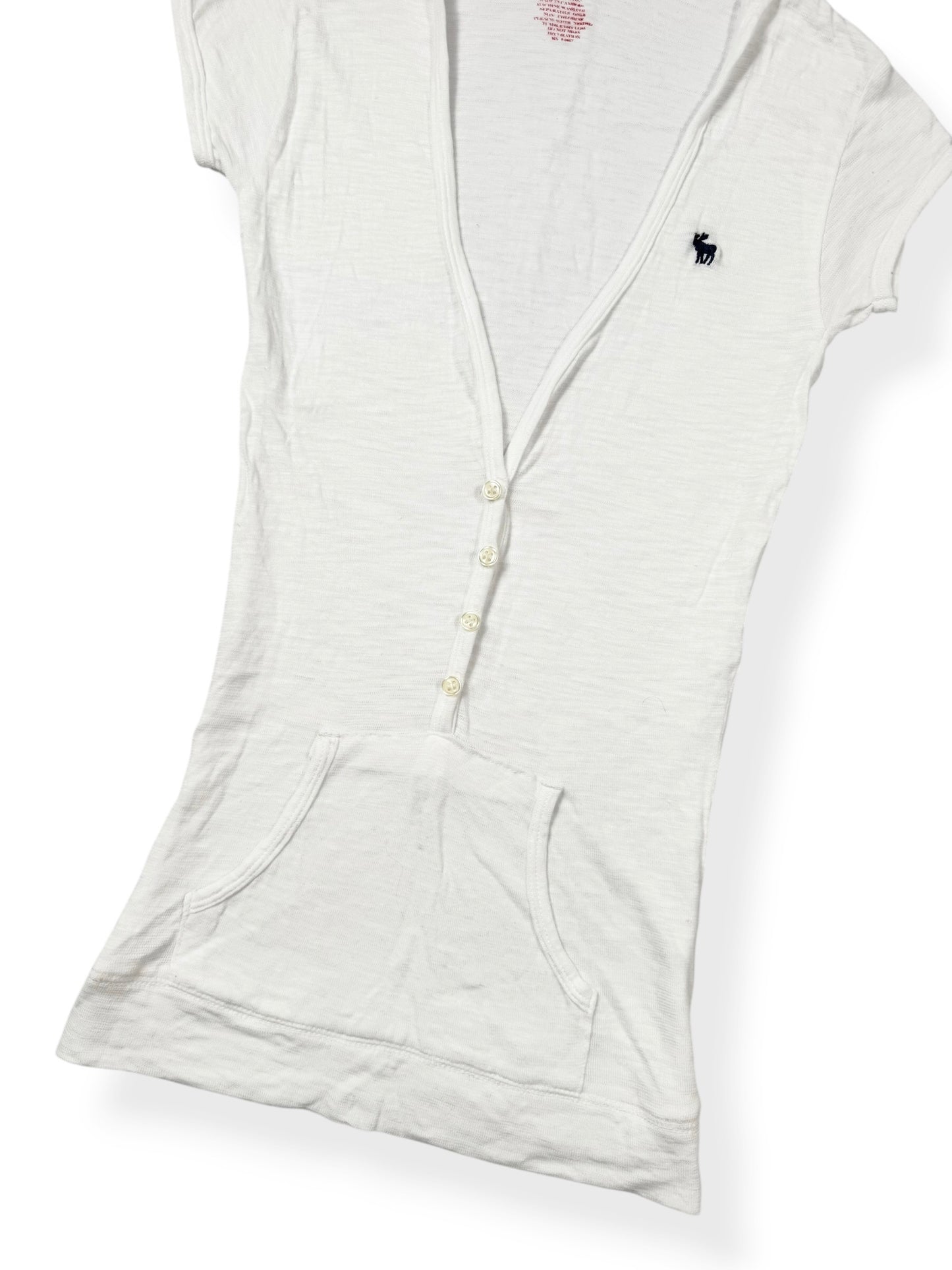 White Abercrombie Hooded Henley Tee ♡ XS/S