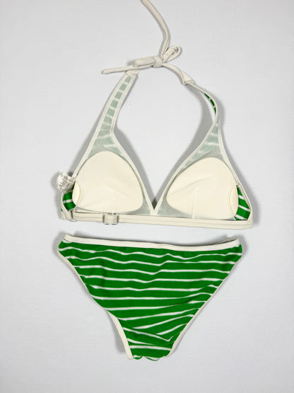 Playboy Green Striped Bikini + Shorts Set