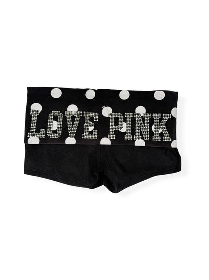 Polka Dot PINK Diamanté Fold Over Shorts ♡ XS
