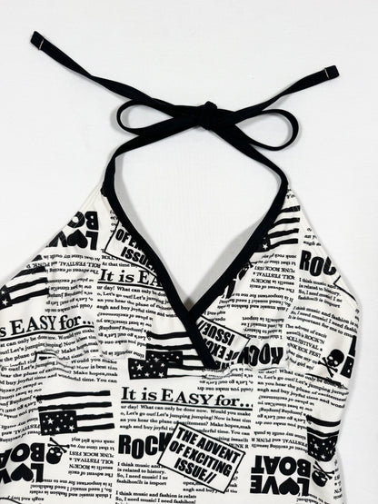 Love Boat News Print Halter ♡ Size S