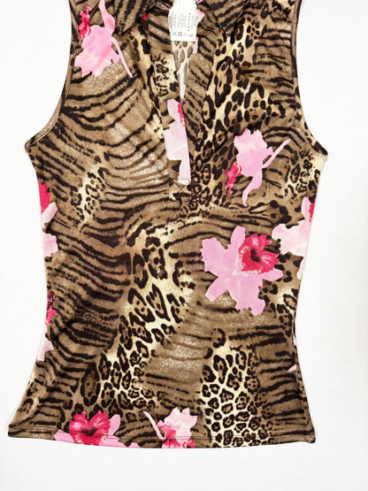 Morgan De Toi Animal Print Hibiscus Tank