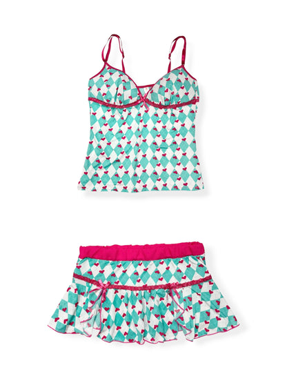Heart Argyle Cami & Skirt Set ♡ XS/6