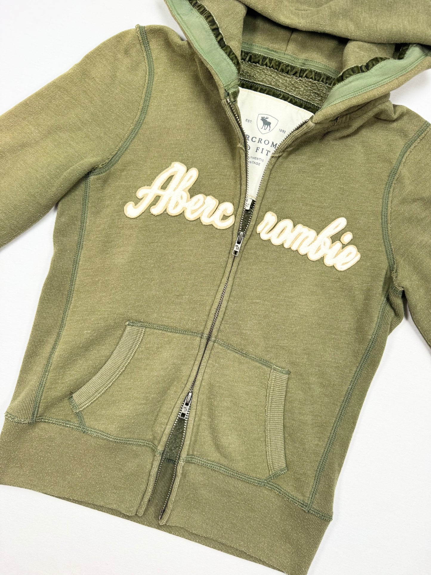 Abercrombie Khaki Zip Up Hoodie ♡ M